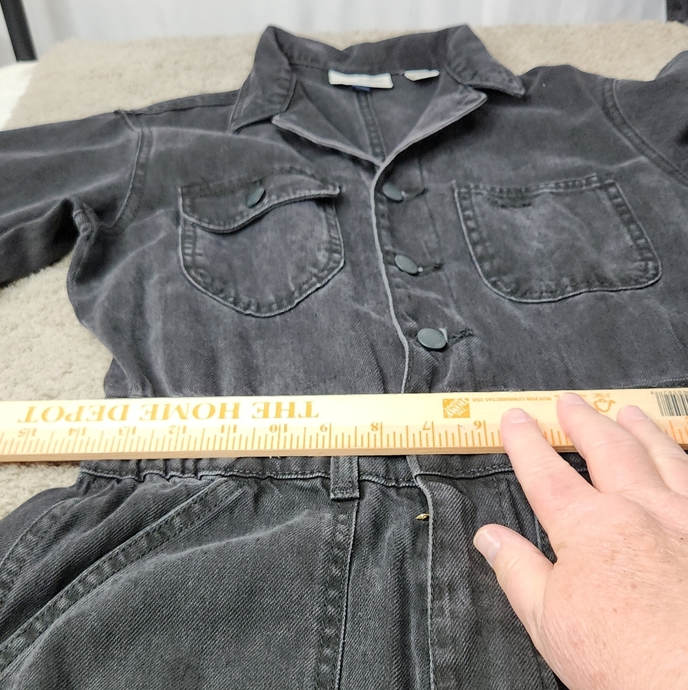 Woman's Long Sleeve Denim Jumpsuit - Universal Threads Black 4 - Picture 11 of 16